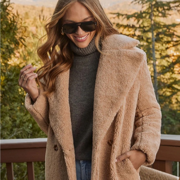 VICI collection teddy coat M camel Women's NEW - Picture 6 of 7